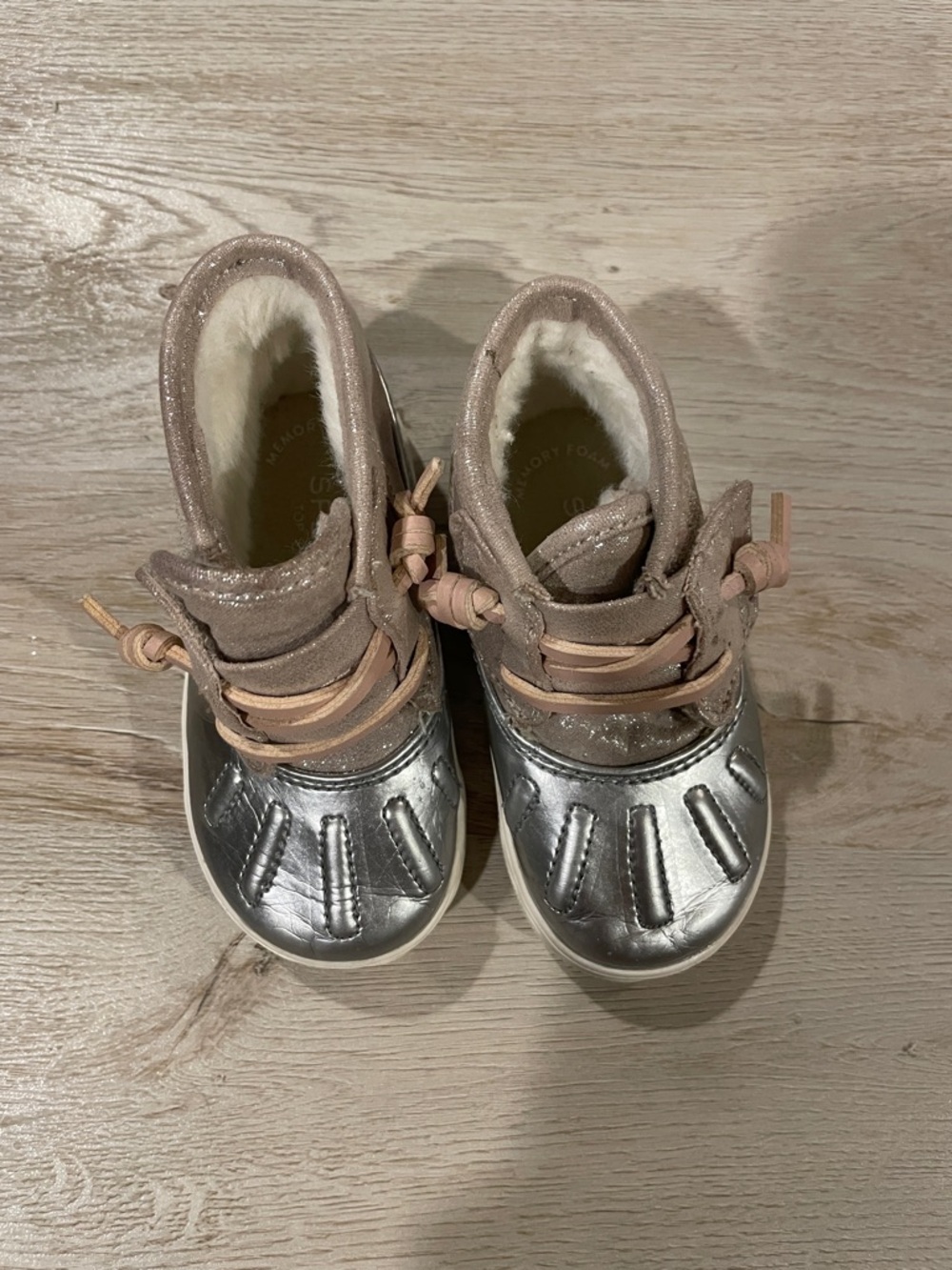 Baby S Metallic Silver and Blush Sperry Boots